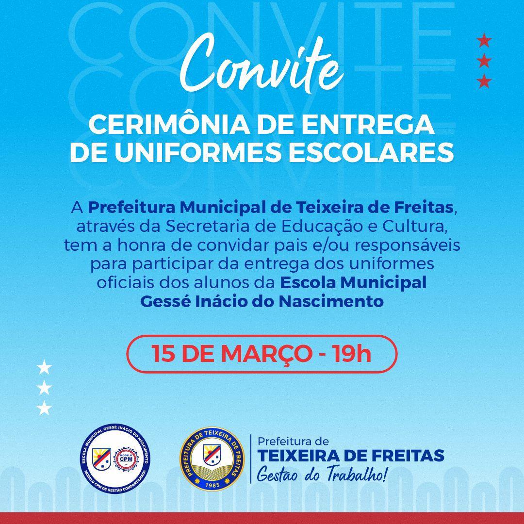 Prefeitura realiza nesta quarta-feira, 15, entrega dos uniformes escolares da Escola Gessé Inácio