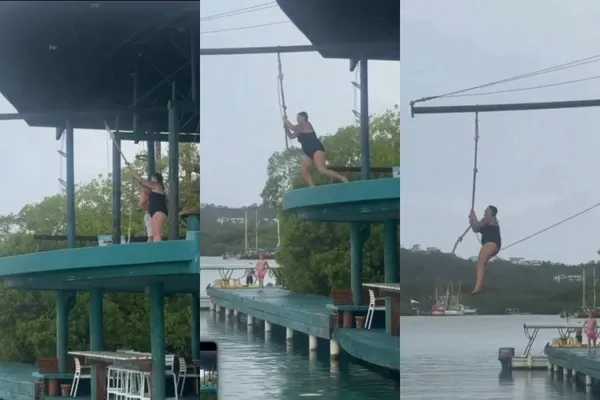 Turista é resgatada de helicóptero após grave acidente em tirolesa durante cruzeiro